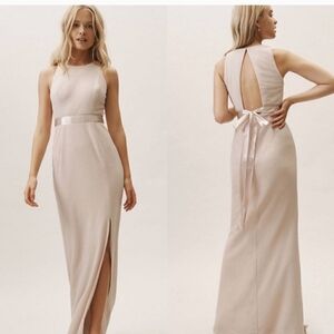 Adrianna Papell for BHLDN Bridesmaid Dress Metallic Knit Sleeveless Open…